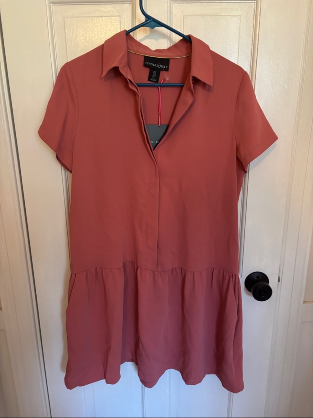 Cynthia Rowley Dusty Rose Short Sleeve Tiered Tunic Dress
